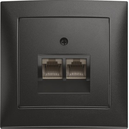 Hager 6345551606 Datauttak 2 x RJ45, komplett Antrasitt, Datamaskin & surfing