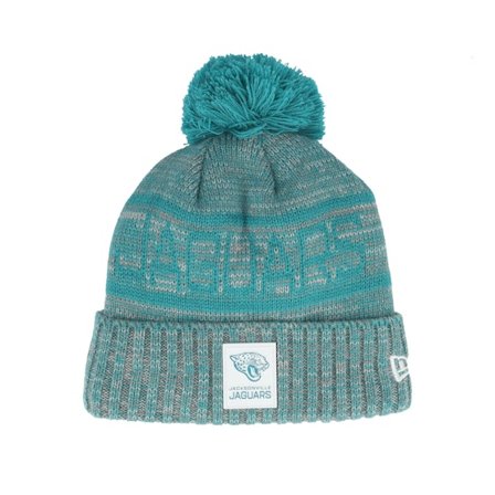 New Era - NFL Groen pom Beanie - Jacksonville Jaguars NFL 25 Sideline Cold Weather Sport Knit Teal/Grey Pom @ Hatstore