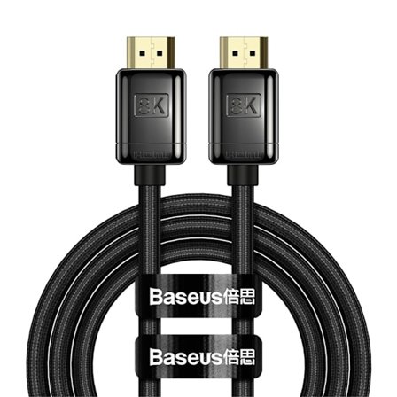 Baseus 2m 8K HD 60Hz HDMI - HDMI Nylon Kabel Svart