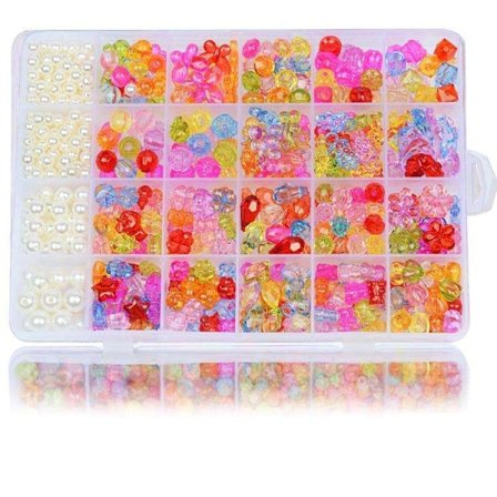 DIY - Perleboks - Akrylperler - Mix - 700 stk - Smykkefremstilling