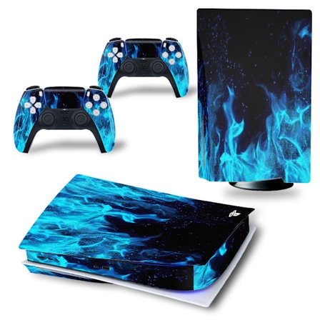 Ps5 klistremerke skin wrap dekal deksel for Playstation 5 kontroller blå flamme