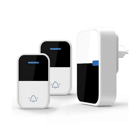 Trådløs dørklokke, intet batteri påkrævet, vandtæt, selvdrevet dørklokkesæt til hjemmet, udendørs kinetisk