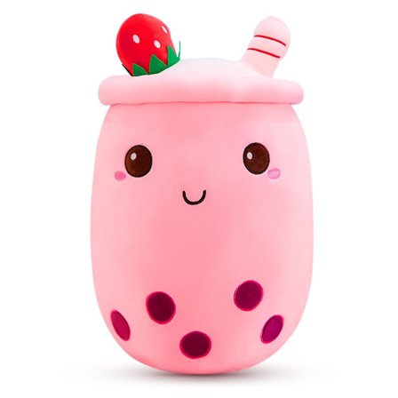 Kupla Tee -pehmolelu, söpö sarjakuva Boba Milk Tea -pehmoinen nukke mansikoilla, Boba -pehmoinen pehmeä tyyny täytetty lelu, Kupla Milk Tea Cup -