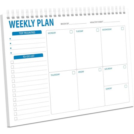 Spiral Ugeplanlægningsblok - 7,5"x10" Udateret 52-arks To-Do Liste, Afrivnings Skrivebordsplanlægger til Kontor/Skole (Stil A, Æstetisk De