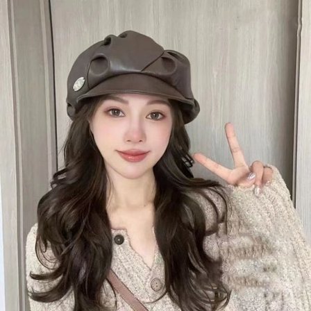 Beret Cap PU Skinn Berets KAFFE