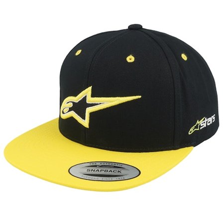 Alpinestars - Sort snapback Kasket - Thickness Hat Black/Hi Vis Yellow Snapback @ Hatstore
