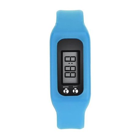 Klocka med stegräknare och silikonarmband - Ljusblå