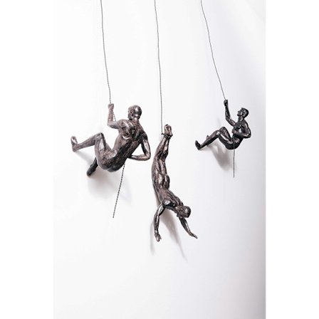 3x Bronse Klatring Rappelling Menn Trio Hengepynt Figurer Sett med tre klatrere