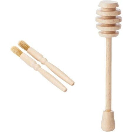 Bakverk och honungsdippset av bokträ, dubbelpack FSC Bakverkspensel + Honungsdippare av bokträ