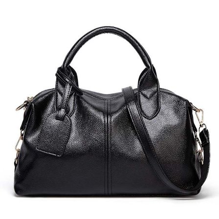 Lichee mønster håndveske Casual Boston Bag Trendy temperament Stor kapasitet temperament Kvinners store veske(svart)