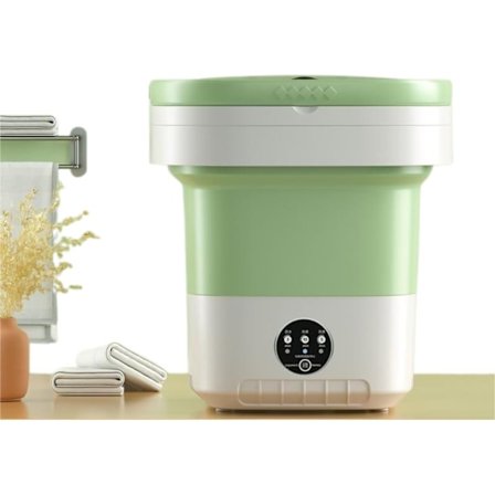 11-liters hopfällbar tvättmaskin, idealisk för djuprengöring av små klädesplagg, lämplig för hotell och resor (Grön)