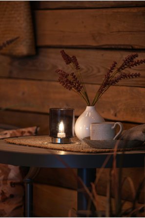 Jotex - Led-lys Med Glass 11 Cm Silver/Grey Smoky - B/O - Kjøp LED-lys hos Jotex