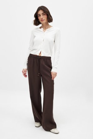 NA-KD Hose mit weitem Bein und mittlerer Taille - Weite Hosen - Braun - EU 36