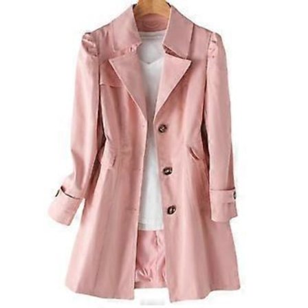 Dam Trenchcoat med Enkelknäppning Överstor Storlek Långärmad Med Fickor Present Till Jul Födelsedag Nyår (Rosa 3XL)