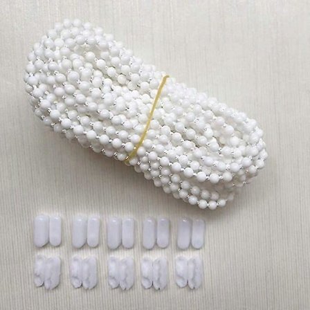 10 meter persiennekjede med 10 koblinger, snor for vertikale persienner, erstatningsdeler, (hvit) (LGL)