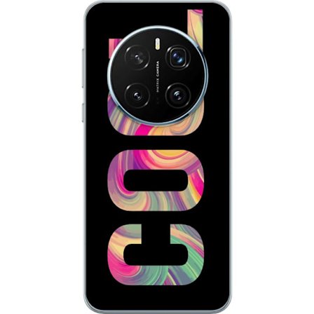 Kompatibelt Mobildeksel til Honor Honor Magic7 Pro Modern typografisk kunst med ordet LOVE i flytende regnbuefarger mot svart bakgrunn med sterk visue