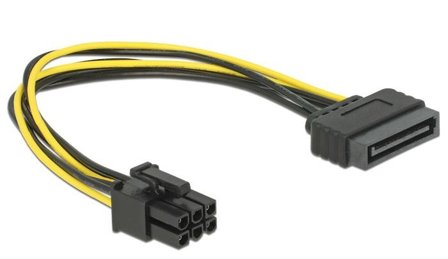 Delock strømkabel - SATA-strøm til 6-pins PCIe-strøm - 21 cm