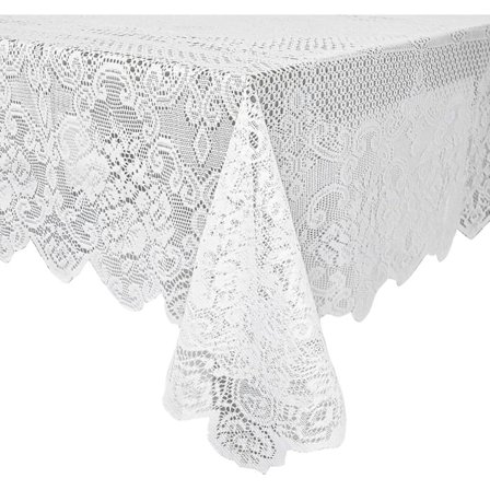 Skummel Rektangulær Blonder Duk - 137x183 Cm Hvit Design