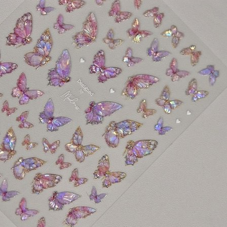 Sommerfugl Neglekunst Klistremerker Dekaler Rosa Sommerfugl 5D Preget Negle Dekaler Skjell Lys Sommerfugl Negle Design Lim St