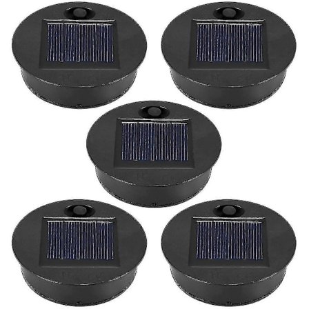 5-pak Udskiftningsdele til solcellelamper (topstørrelse 7 cm, bundstørrelse 6 cm), 7 varm hvide LED vandtætte [DB]