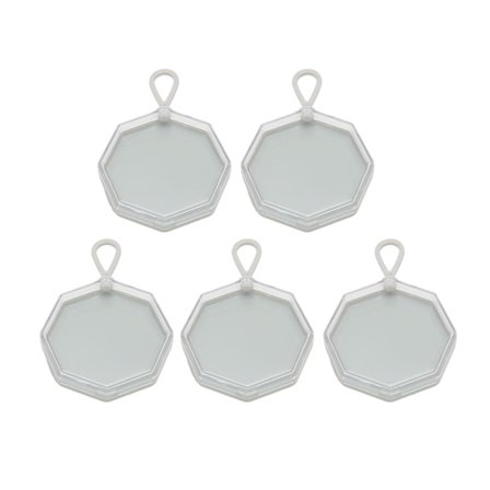 5 stk. Pudderpuff Oppbevaringsboks Etui Transparent Plast Organizer Beholder for Håndverk, Smykker og Klokker med Enkel Åpning, Grå