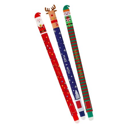 3-pack Jul-suddgummi-pennor med Santa, Renen och Barn-design - Gör misstag till historia!