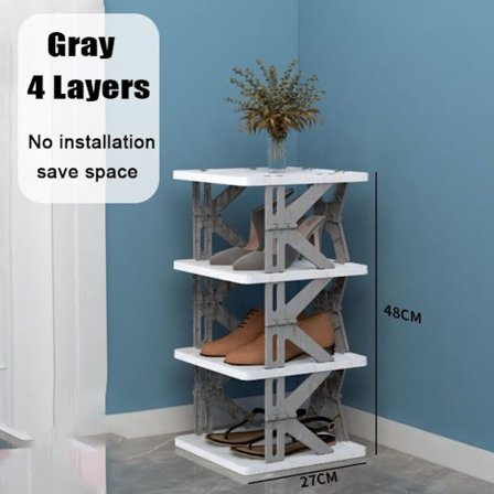 Sammenleggbare skostativer Skoskap GRÅ 4 LAG GRÅ 4 LAG