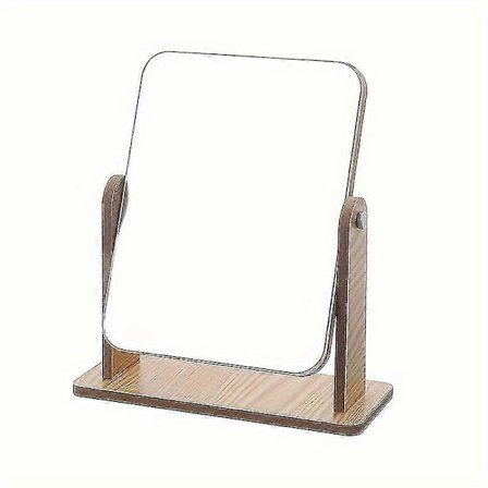 1 stk. Makeupspejl til skrivebord med træfod, Skønhedsspejl til kollegieværelse, Bærbart studiespejl, HD Roterende makeupspejl