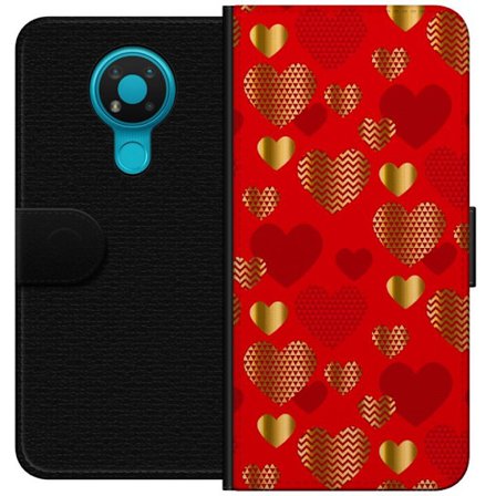 Kompatibelt Lommeboketui til Nokia Nokia 3.4 GoldenHearts
