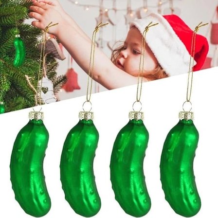 【PP】Christmas Ornaments Cucumber, 6 Pieces Christmas Tree Ornaments Cucumber Pendants, Christmas Tree Cucumber