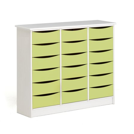 Schubladenschrank BJÖRKAVI, 18 Schubladen, 1160x400x980 mm, weiß, grün