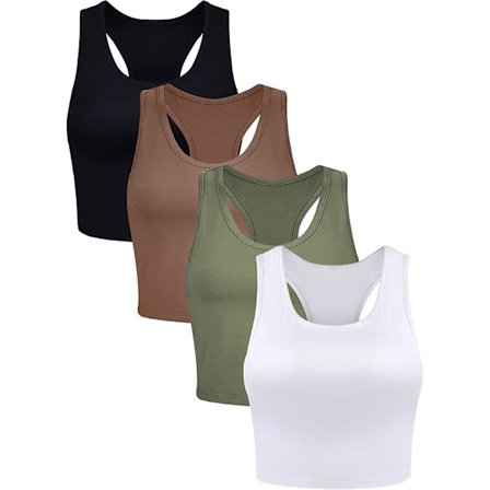 4 st basic träning crop tank toppar ärmlös racerback sport tank top