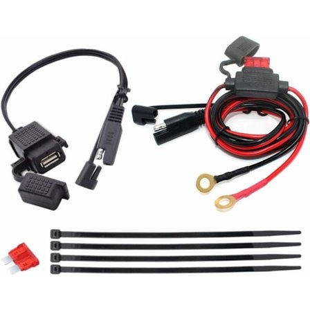 SAE til USB-kabeladapter 2.1A hurtig afbrydelse SAE vandtæt USB-stik med inline sikring, 12V 24V stikkabel til motorcykel mobiltelefon Tablet GPS