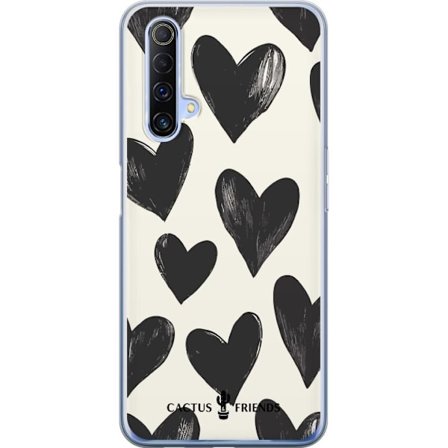 Kompatibel Mobilcover til Realme Realme X50 5G Cactus and Friends - Bold Black Love Pattern
