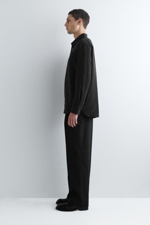 COS Men's Relaxed Silk Shirt in Black