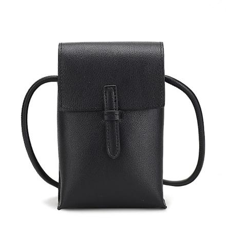 Pu Vertikal Mobiltelefon Väska Kvinnors Casual Axel Retro Mjukt Läder Slung Väska black
