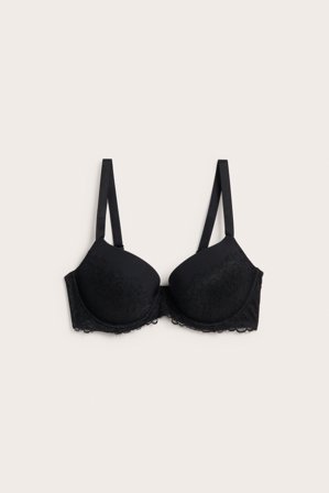 Kappahl | Stanik push-up z koronkowymi detalami Czarne 95E | Czarne