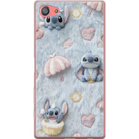 Kompatibel Mobilcover til Sony Xperia Z5 Compact Stitch mønster med hjerter, paraplyer og pastelfarvet blød baggrund