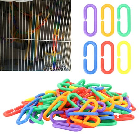 Plastkjede Fugleleke Plast C-klemmer Kroker Kjedelenker Papegøye Pedagogisk Fugle Tygeleke