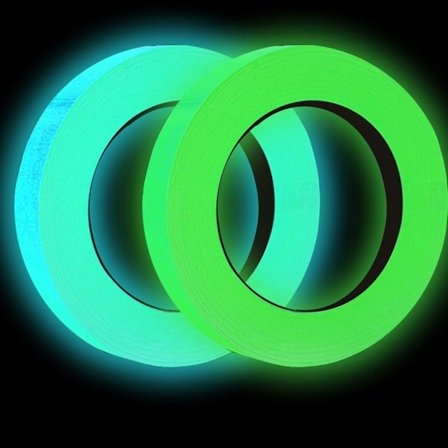 Ruller 1cm x 5m Fluorescerende Tape Selvklebende Vanntett Selvlysende Tape Fosfor Reflekterende Tape Lys i Mørket Grønn + Teal