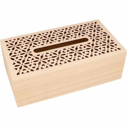 Vävnadslåda med blommigt lock - 25,5 x 14 x 8,5 cm