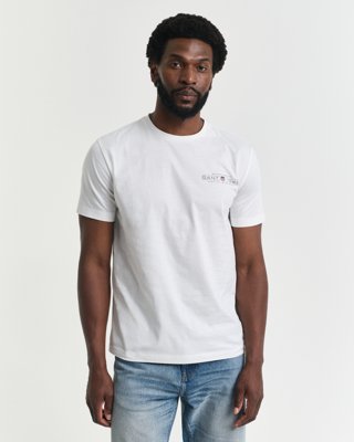 GANT - T-skjorte med trykket grafikk til herre eggshell