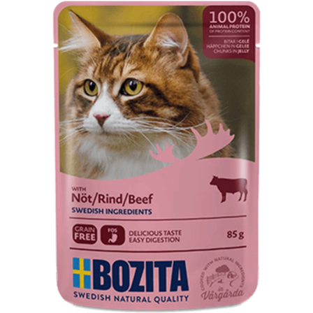 Bozita Katt - Poser med oksekjøtt i gelé 12 x 85 g - Katt - Kattefôr & kattemat - Våtfôr og våtmat - ZOO.no