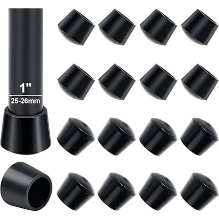 25mm stolbenbeskyttere, Sopito 16 stk runde gummimøbelkopper stolbenbeskyttere bordfottrekk gulvbeskyttere sklisikre, svart