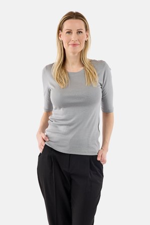 B. COPENHAGEN - 3/4 Ærmet T-shirt - Grå - Rund Hals