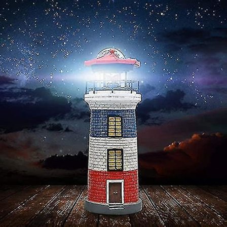 Solcelled Fyrtårn Havefyrtårn Solcelledrevet LED-belysning Roterende Dekorativ Landskabslampe