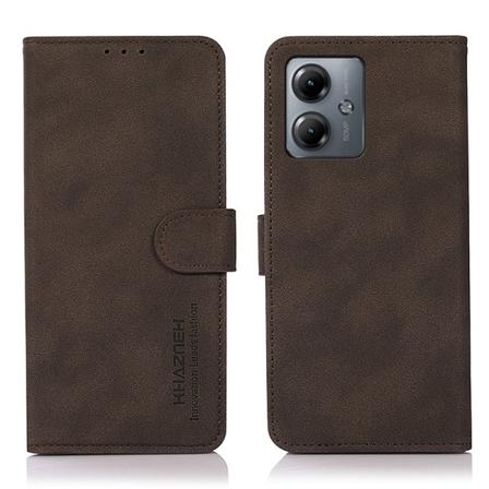 SKALO Motorola Moto G14 KHAZNEH Lompakkokotelo PU-nahasta - Rusk Brown