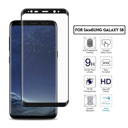 Galaxy S8 3d Curve Hd Skärmskydd Kolfiber Härdat Glas Svart