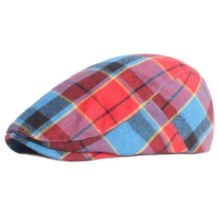 Barettihattu Ruudullinen cap Naisten aurinkohattu Kevään ja syksyn baretti Retro Advance-hatut Taiteellinen nuorten hattu Red Adjustable