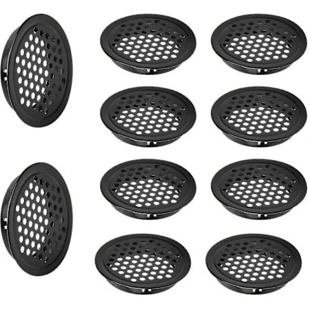 10 stk. ventilationshuller i rustfrit stål, diameter runde ventilationer, ventilationslåg, metaldørventiler, ventilationsgitre, velegnet til skabe, ..